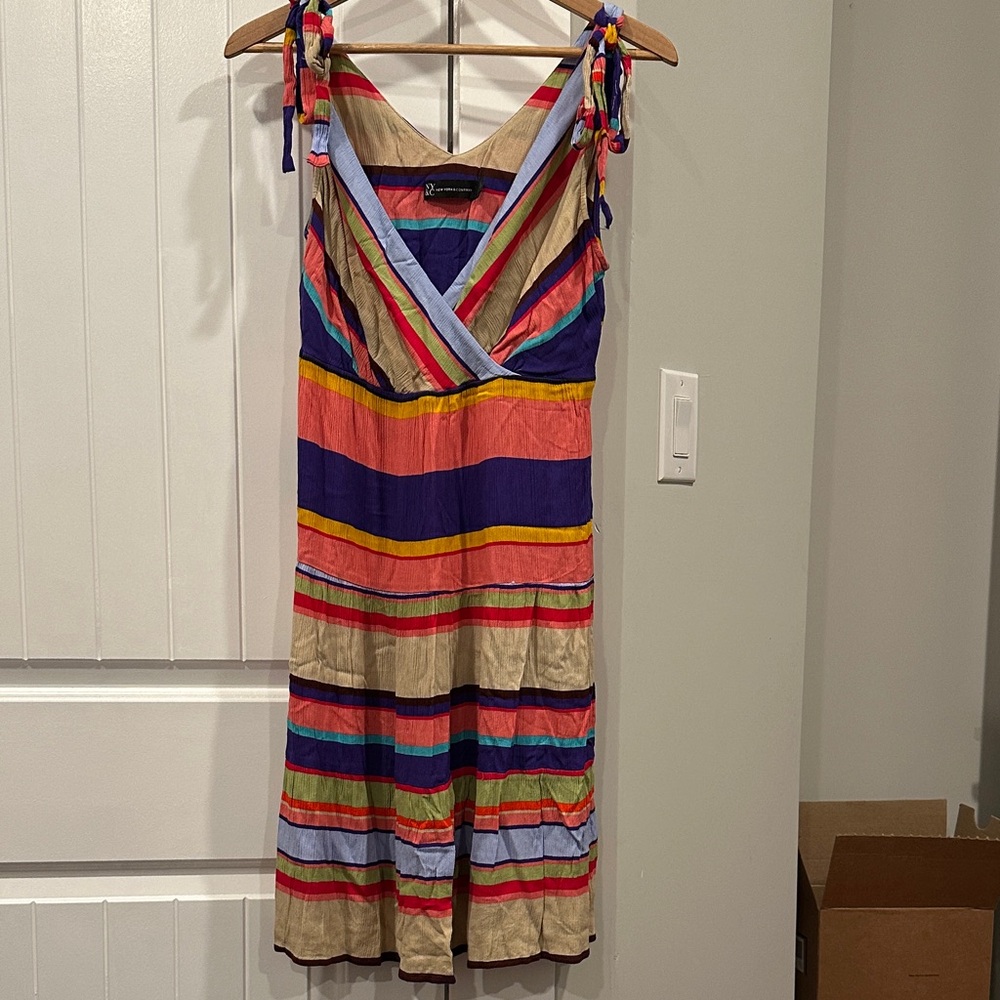 New York & Company Vibrant Striped Midi Dress